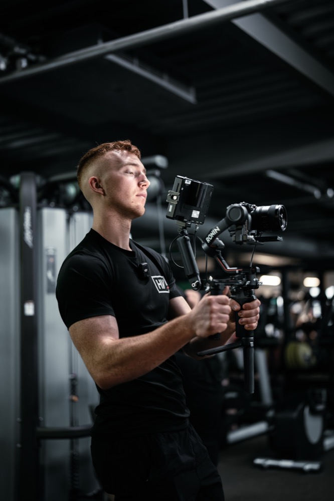 Lloyd Hunt filming with a gimbal rig